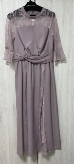 ビスチェ風ハイネックレース結婚式ワンピース