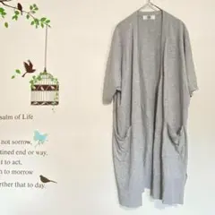 J PRESS/半袖 薄手トッパーカーディガン ポケットあり グレー M