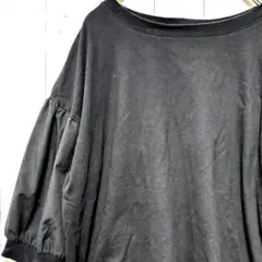 スタディオクリップ 黒ブラックF異素材切替チュニック袖ボリュームプルオーバー美品