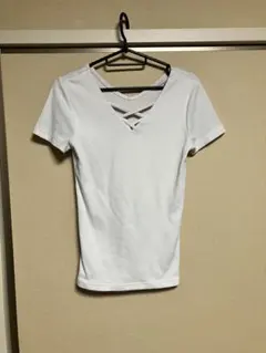 DAISY MERRY デイジーメリー フロントクロス リブ Tシャツ 白 Mのサムネイル