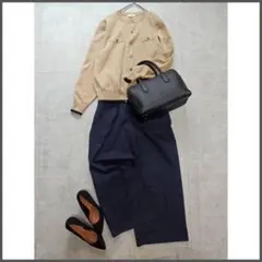 オフィスカジュアル 秋冬セットアップ 2点セットコーデ売り ワイドパンツ