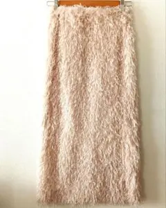 美品ファー風淡いベージュタイトスカート
