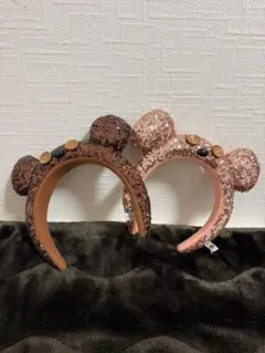 クマ耳スパンコールカチューシャ 2色セット