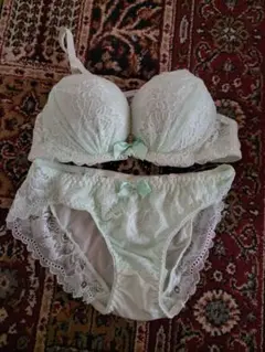 レース付きブラジャーショーツセット ミントグリーン