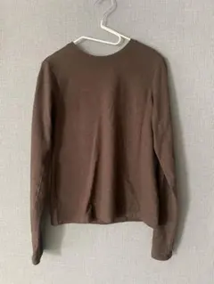 ウォームスムースクルーネックt(12分袖)ブラウンMサイズ