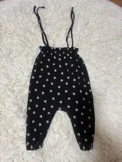 韓国ハート柄 サロペットパンツ 黒