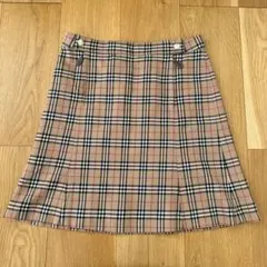 【大人気美品】バーバリー　スカート　ノバチェック　ホース刻印　プレート　レザー