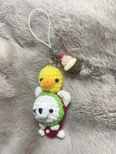 あみぐるみ いちご ケーキ くまさん ひよこ キーホルダー