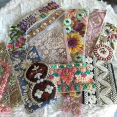 インド刺繍リボン端切れ　No.920　合計1.5m以上