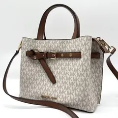 【美品】マイケルコース ショルダーバック エミリア 2way 白×ブラウン