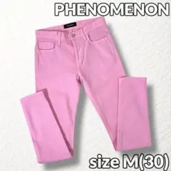 美品【PHENOMENON】スキニーパンツ 本革パッチ ストレッチ ピンク 30のサムネイル