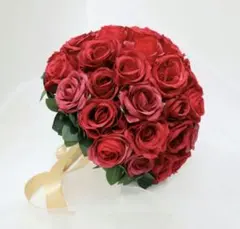 結婚式 バラ ラウンドブーケ ブートニア付き アーティシャルフラワー