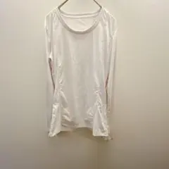 シンプル無地 ホワイト長袖Tシャツ UK:M 白ロンT ホワイト 長袖 白