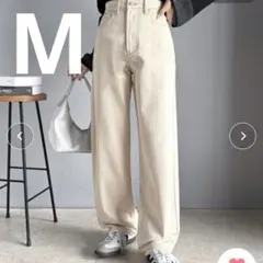 ゆったりハイウエストワイドストレート オーバーサイズ デニムパンツ Mのサムネイル