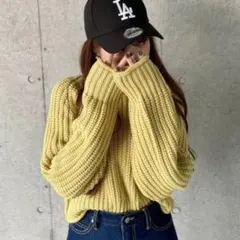 【新品未使用】WEGO クルーネックチャンキーニット　イエロー