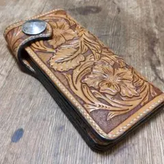 カ−ビングヌメ革レザー長財布