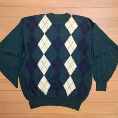 アーガイルパターン セーター ダークグリーン