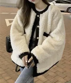 ノーカラー フリースジャケット