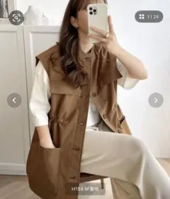 ブラウン ミリタリーベスト Lサイズ