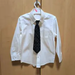 未使用★ホワイト長袖シャツ ネクタイ付き フォーマル用 110