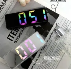 【新品・未開封】LEDデジタル置き時計ミラークロックUSB給電・電池対応ブラックのサムネイル