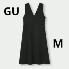 GU フレア V ネックジャンパードレス M ブラック ワンピース　美品