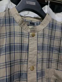 DAKS 半袖シャツ チェック柄 バンドカラー Mサイズのサムネイル