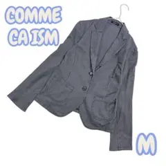 コムサイズム ストライプ テーラードジャケット M 綿 紺×白