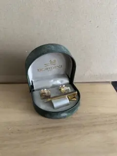 BORDINI カフス ネクタイピン セット ゴールド×シルバー ケース付