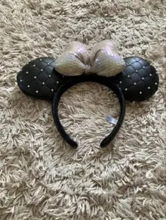ディズニー ミニー カチューシャ キルティング パール ブラック