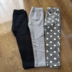 キッズレギンス 3点セット/黒 グレー ドット柄