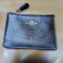 COACHブラウン レザー ジッパー付きカードケース