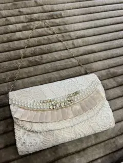 結婚式パーティークラッチバッグ　お値下げ可　アイボリー　レース