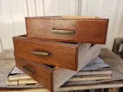 木製 引き出し3点 小物入れ 収納箱 レトロ アンティーク ヴィンテージ 古道具