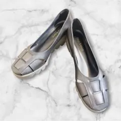【未使用】HILLS AVENUEウェッジソール パンプス メタリックシルバーのサムネイル