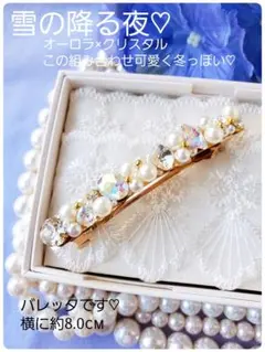 送料込み【B級品】こちらラスト♪雪の降る夜♡横長バレッタ♡