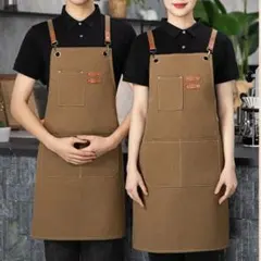 茶 多機能エプロン　ガーデニング 防水 アウトドア エプロン　おしゃれ　カフェのサムネイル