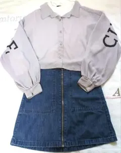 140 女の子 カットソー タイトデニムスカート シアーシャツ まとめ売り