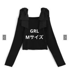 GRL オフショルダーリボンストラップニットトップス M グレイル