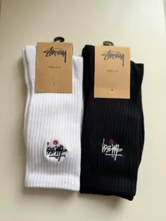 STUSSY 靴下　ソックス　2足セット ホワイト/ブラック