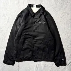 【Y8102】champion ナイロンジャケット　サイズM ブラック