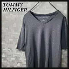 トミーヒルフィガー 半袖 Tシャツ Vネック メンズ L グレー 灰色 US古着