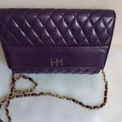 HM パープル キルティングショルダーバッグ