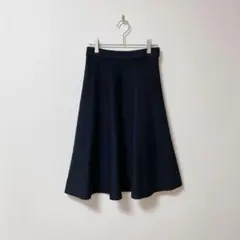 【美品】アルアバイル　スカート　ニット　ミモレ丈　フレア　ウエストゴム　黒　M