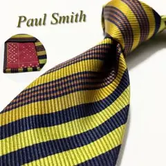 【美品】 ポールスミス ネクタイ ストライプ柄 裏地ドット柄 マルチカラー