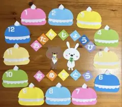 壁面飾り 誕生日表 誕生表 バースデー表 誕生日 マカロン保育 施設 学校