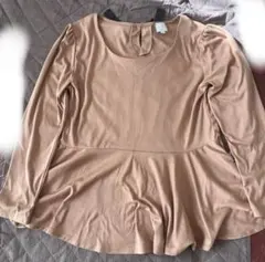 レディース　LL ブラウン系　茶色系 カットソー　春　秋　冬　リボン　匿名配送