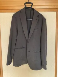 GU グレー チェック柄 ビジネスジャケット