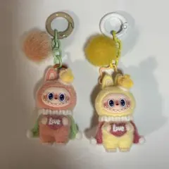 ラブブ　フロッキーマスコットキーホルダーセット