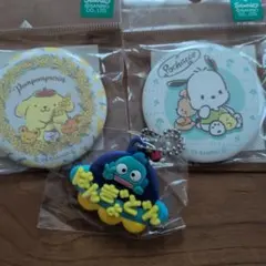 サンリオキャラクターズ　3点セットまとめ売り　缶バッジはんぎょどんお名前チャーム